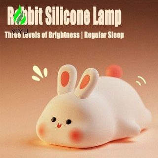 Yiyu đèn ngủ silicone 3 chế độ cảm ứng sạc usb hình thỏ đáng yêu