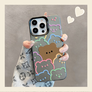 Ốp lưng gấu đầy màu sắc cho iPhone 15 14 13 12 11 Pro Max X Xr Xs Max 7 8 Plus SE2020 / Realme / OPPO / VIVO / Xiaomi / Redmi Clear Soft Cover Full Cover Vỏ chống sốc