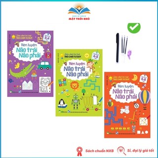 Sách - trọn bộ 3 cuốn rèn luyện não trái não phải - sân chơi trí tuệ cho bé từ 3 - 6 tuổi - tặng kèm bộ bút bay mực