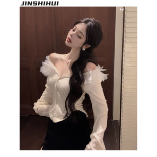 JINSHIHUI áo phông áo thun nữ croptop baby tee INS Korean Xu hướng Cổ điển WCS2410OO8 4Z240126