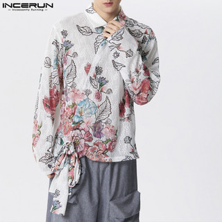 Incerun Nam Thời Trang Vintage In Hoa Thiết Kế Thắt Lưng Dài Tay Áo kimono