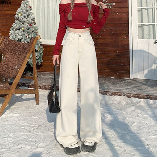  Heza quần ống rộng quần nữ jean Stylish Minimalist Cổ điển xu hướng WNK24201AJ 6Z240206 