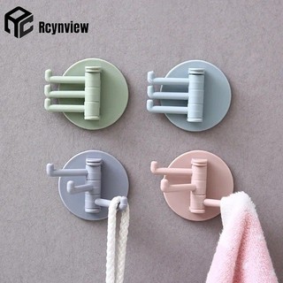 Ba nhánh móc xoay được liền mạch dính móc chịu lực mạnh dính móc treo tường nhà bếp phòng tắm đồ dùng nhà bếp móc
