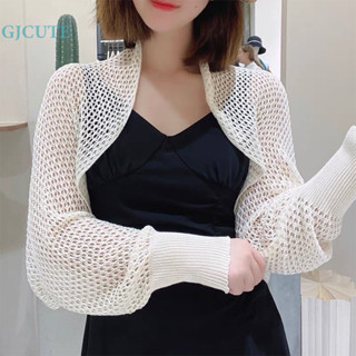Gjcute Áo khoác len mỏng , áo khoác cardigan dáng ngắn len lưới màu đen màu trắng hàng QCCC loại 1 mềm mịn không xù không ngứa