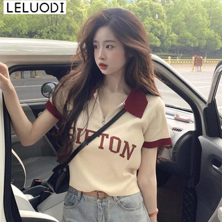 LELUODI Áo brandy Áo phông Áo thun nữ Áo croptop nữ croptop baby tee Thời trang hàn quốc WMY2420E9C 9Z240228