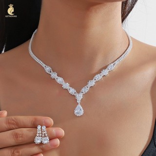 Bộ trang sức bông tai và vòng cổ nhẹ Bộ quyến rũ tinh tế lấp lánh sang trọng