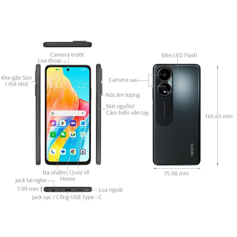Điện Thoại Oppo A58 (12GB/128GB) Chính Hãng - Bảo Hành 12 Tháng | BigBuy360 - bigbuy360.vn