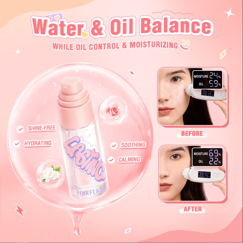 Ảnh 7 của Xịt khóa nền Pinkflash Cố Định Lớp Trang Điểm, Kiềm Dầu, Chống Dính, Không Phai Màu 40ml