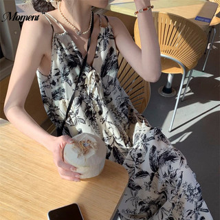 Phong Cách Ngày Lễ Mực Hoa Sling Đầm Nữ Mùa Xuân Phong Cách Mới Cổ Chữ V Phối Ren Giữa Chiều Dài Ôm Hơn Nhìn Váy Giảm Tuổi