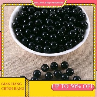 Hạt cườm 6-8mm đen hạt nhựa để kết lên áo dài giả ngọc trai đen 100g