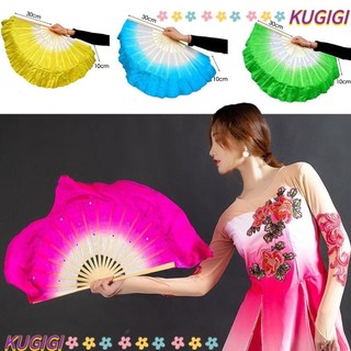 Quạt nhảy múa bụng KUGIGI 40cm Màu Gradient dài giả Rayon Silk Fan