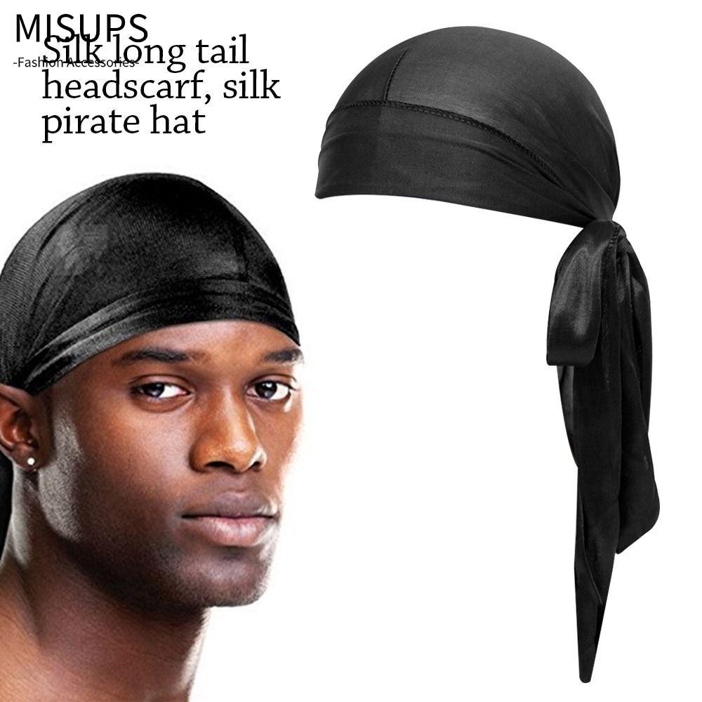 MISUPS Lụa Durag, Băng Đô Thoáng Khí Pre-Tied, Thời Trang Co Giãn Có Thể Điều Chỉnh Nam Nữ Mũ Cướp Biển
