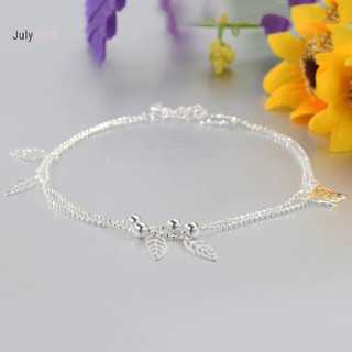 Julyhot nữ mạ bạc vòng chân lá mắt cá chân vòng tay hạt vòng cổ massivedeals