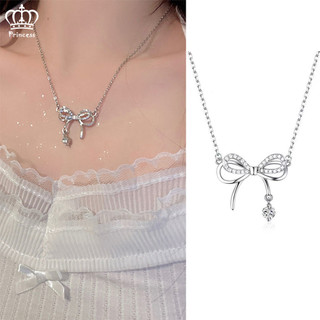 Hàn Quốc Zircon Nơ Vòng Cổ Nữ Thời Trang Khắc Bạc Dây Chuyền Phụ Kiện Trang Sức Quà Tặng