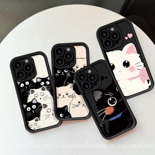 Dành Cho Realme 11 8i 9i C33 C53 C67 C35 C25Y C20 C55 Note 50 C21Y C25 C15 C12 5i 5s 7i 6i C30 C20A C51 C11 C21 C31 C17 Narzo 50 Phim Hoạt Hình Graffiti Trắng Mèo Đen Mềm Màu Hồng Mèo Con