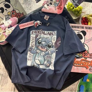 Áo Thun Nữ Tay Ngắn Hoạt Hình Stitch 3XL Cotton Nguyên Chất Áo Thun Cotton Nữ Tay Ngắn Mỏng Phong Cách Hàn Quốc Phong Cách ins Phong Cách Áo Thun Nữ Cổ Tròn Rời Bên Trong Top