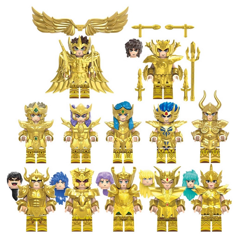 Tương thích Lego Anime Khối Xây Dựng Vàng Saint Seiya Cung Hoàng Đạo 12 Chòm Sao Bên Thứ Ba Lắp Ráp Minifigure Đồ Chơi