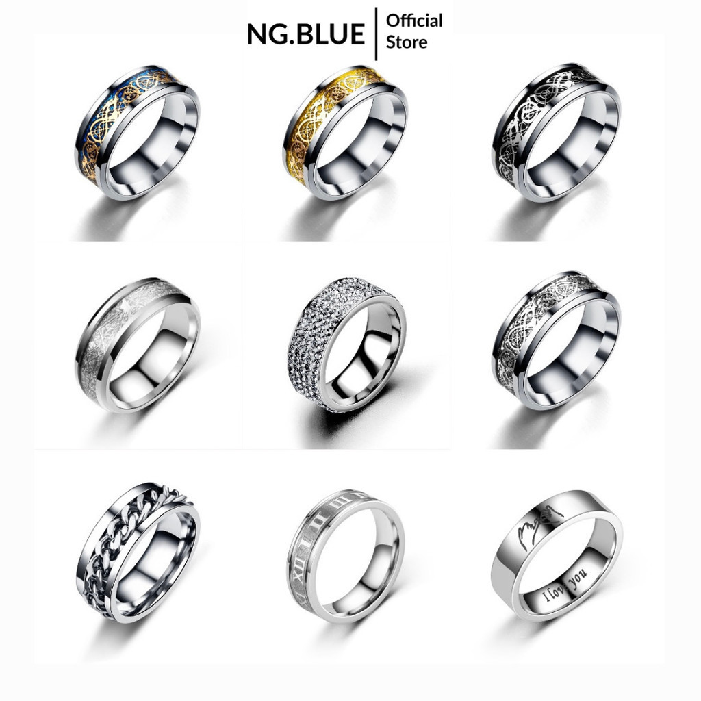 Nhẫn bạc nam nữ trơn đính đá xoắn đẹp thép titan không gỉ ngón út thời trang phụ kiện trang sứcsức unisex vintage basic