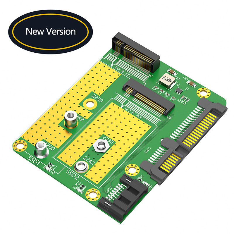 Dual M.2 B Key Sang Dual SATA3.0 Adapter Bo Mạch Bên Ngoài M2 SATA SSD Mở Rộng Thẻ Hỗ Trợ 2230 2242 