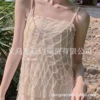 Stl-011 2023 Áo Vest quây ngọc trai xuyên biên giới dệt lưới thủ công