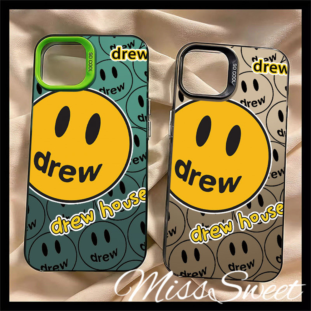 Ốp Lưng Cứng Acrylic 2 Trong 1 Nhiều Màu Sắc Kẹo Tương Thích Cho IPhone 11 15 13 14 12 Pro Max IPhone 7 Plus 8 Plus X XR Xs Max Drew Smile Chaopai Ốp Cứng Acrylic Chống Sốc