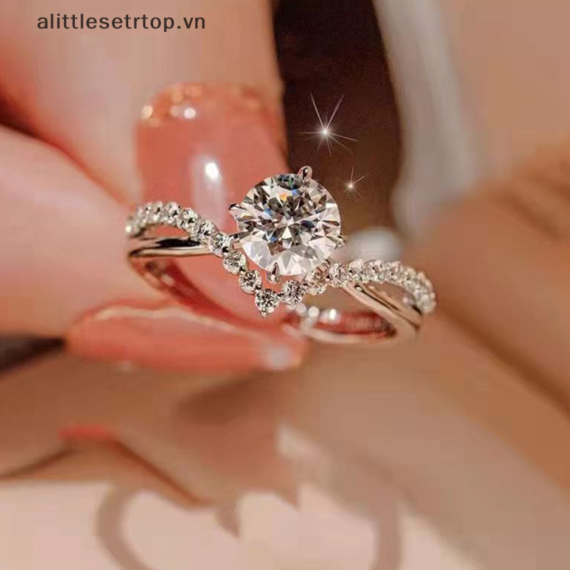 Nhẫn kim cương Alittlesetrtop Moissanite, Ánh sáng nữ kim cương giả, Nhẫn tinh tế cao cấp Niche VN