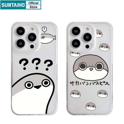 Suntaiho Đơn Giản Ngộ nghĩnh Hoạt Hình Cá Họa Tiết Trong Suốt Mờ Dành Cho Iphone 16 15 14 12 13 11 Pro Max IP 7 8 Plus Iphon X Xs XR Xs Max TPU Silicon Mềm Cao Cấp Chống Sốc Ốp điện thoại