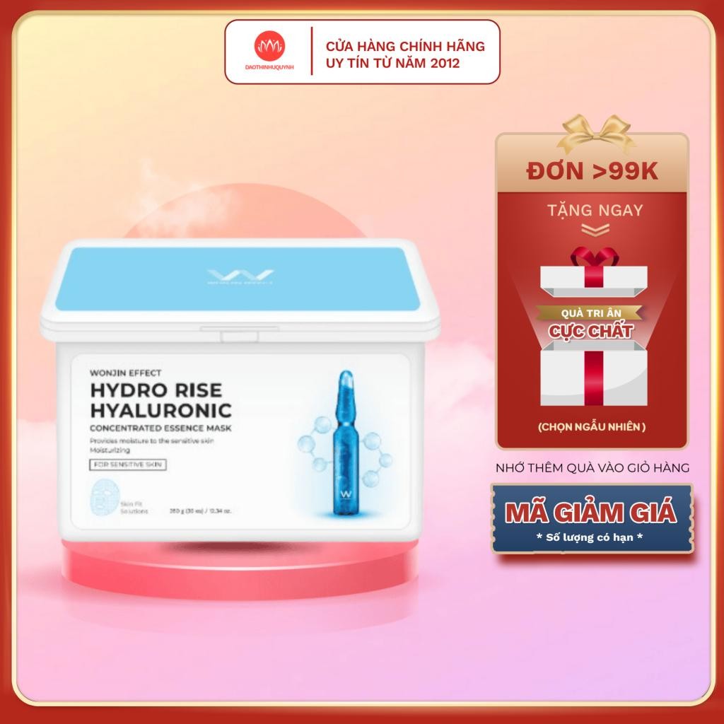 Mặt nạ Wonjin hộp 30 miếng xanh dương cấp ẩm hàng ngày - Mask Wonjin Effect Hydro Rise Hyal 350g