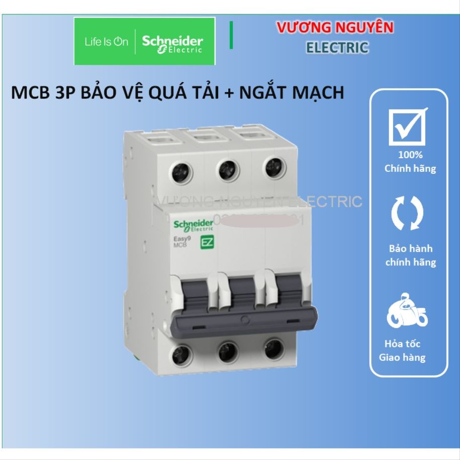 MCB 3P 3 pha 4.5kA 6A/10A/16A/20A/25A/32A/40A/50A/63A SCHNEIDER Aptomat 3 cực  - Vương Nguyên Electr