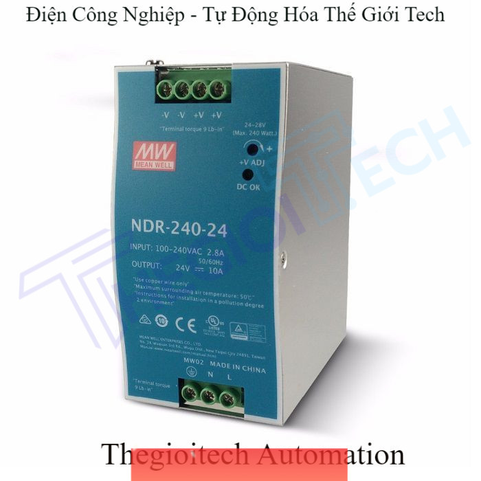 Bộ Nguồn MEANWELL NDR-240 | 24V/48V, Công Suất 240W | Bền Bỉ, Ổn Định | Lý Tưởng Cho LED, CNC, Thiết