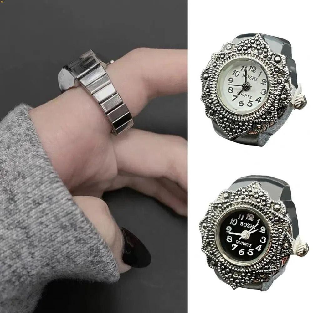Đồng Hồ Đeo Tay Mặt Tròn Dây Hợp Kim Mini Co Giãn Phong Cách Punk Cá Tính Cho Nam