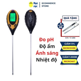 Máy đo, dụng cụ đo độ PH đất 4 trong 1 (PH, độ ẩm, ánh sáng, nhiệt độ) - Đầu dò 20cm