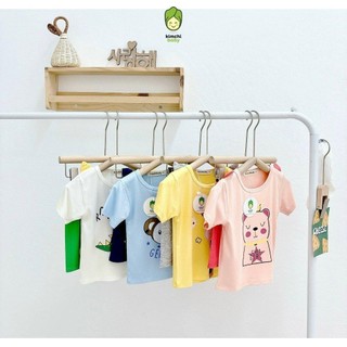 Bộ Quần Áo Cho Bé Gái, Bé Trai KIMCHIBABY Vải Cotton Lụa Mềm Mịn Hoạ Tiết KL Xanh, Bộ Cộc Tay Cho Bé Mặc Nhà K403