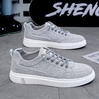 Leannel giày sneaker thể thao nam vải lanh màu ghi kiểu dáng mới giày nam mới 2024