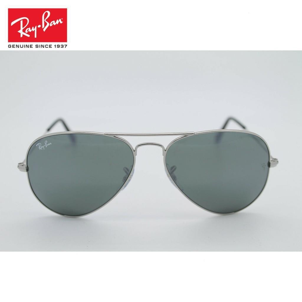 Rayban Aviator 3025 Rb 3025 W3275 55mm viền bạc / kính râm và nhỏ Spelho Xám