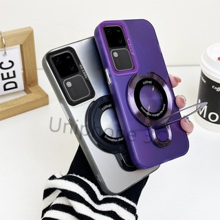 Vỏ khung sang trọng VIVO V30 V30 pro vỏ cứng mờ acrylic dày vỏ chống sốc có giá đỡ hút từ tính tròn