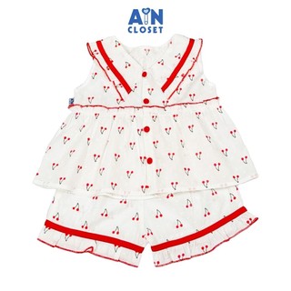 Bộ quần áo Ngắn bé gái họa tiết Cherry Hạt đỏ cotton - AICDBG5MGGW2 - AIN Closet