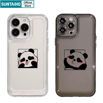 Suntaiho ốp lưng iphone Thời Trang Ngộ nghĩnh Độc Đáo Họa Tiết Gấu Trúc Dễ Thương Dành Ốp điện thoại TPU Trong Suốt Soft Chống Sốc Cho Iphone 15 14 12 13 11 Pro Max IP 7 8 Plus Iphon X Xs XR XsMax
