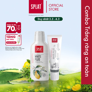 Combo Trắng Răng An Toàn SPLAT: Kem Đánh Răng 75ml, Nước Súc Miệng White Plus 275ml Hiệu Quả Sau 4-6 Tuần