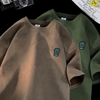 Mỹ Retro Phong Cách Đường Phố Tôi Cần In Cà Phê Hợp Thời Trang Thương Hiệu Rời Nửa Tay Áo Thun Nam Mùa Hè Oversize Cổ Tròn Unisex Top