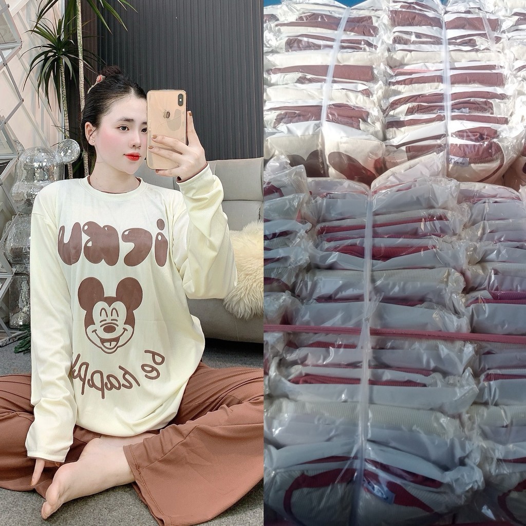 Đồ bộ quần dài ống rộng nữ Gugumi (đồ bộ nữ,đồ ngủ nữ,đồ mặc nhà, set đồ bộ nữ, bộ nữ,bộ ngủ nữ,đồ b