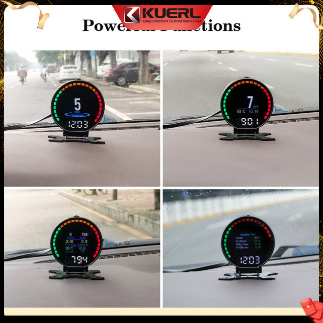 Kuerl Car Obd Hud Head-up Display Đồng hồ tốc độ đa chức năng Hệ thống cảnh báo chẩn đoán kỹ thuật số