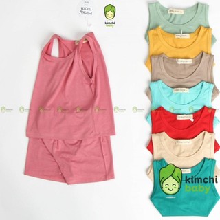  Bộ Ba Lỗ Bé Trai, Bé Gái KIMCHIBABY Vải Thun Lạnh Bảng Màu Basic Trơn, Bộ 3 Lỗ Cho Bé Mặc Nhà MKM3LO2109