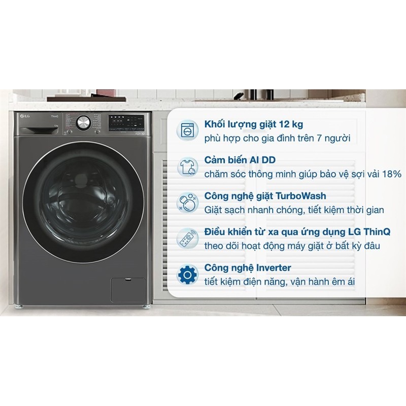 Máy giặt LG AI DD Inverter 12 kg FV1412S3B ra mắt 2023 - VIỆT NAM