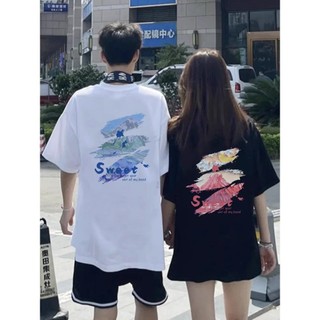 HIIXIIVI Thương Hiệu Mới 100% Cotton Unisex Áo Thun Nữ Tay Ngắn Nam Nữ Baggy Cổ Tròn Rời In Độc Đáo Cặp Đôi Tee