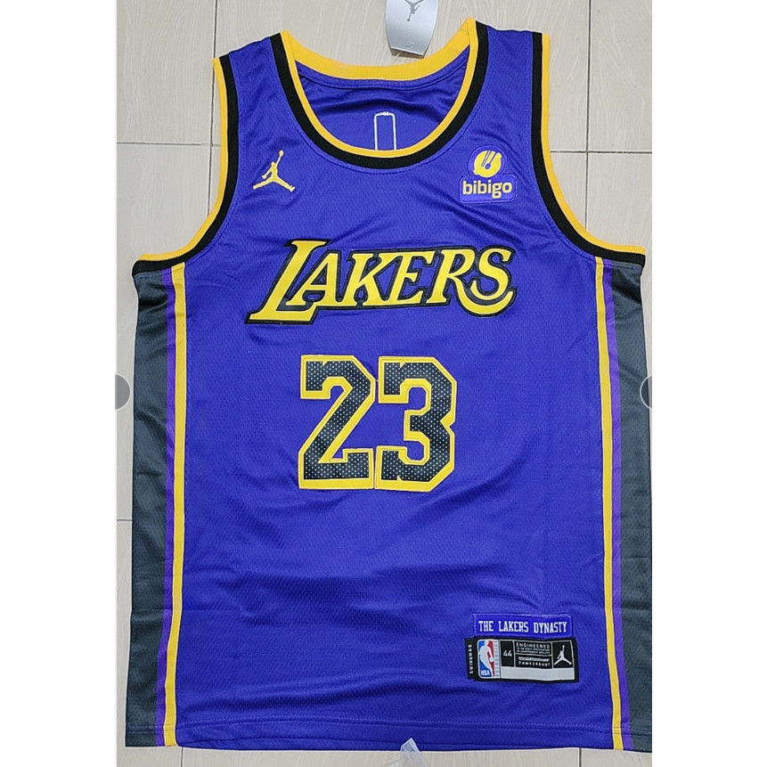 2023 nam mới Los Angeles Lakers 23 LeBron James thêu áo bóng rổ áo màu tím