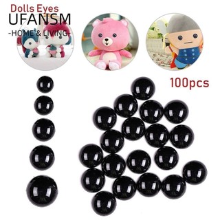 UFANSM 100 Mắt Thú Bằng Nhựa 3-12mm Màu Đen Dùng Làm Thú Nhồi Bông DIY