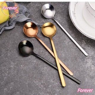 Muỗng cà phê tròn bằng thép không gỉ 304 màu sắc phản quang phong cách Bắc Âu tiện dụng