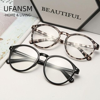 UFANSM Mắt Gọng Tròn Màu Đen Chống Tia UV Phong Cách Vintage Thời Trang Unisex 1.0~4.0