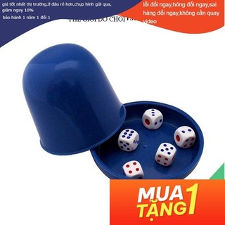 Bộ lắc xúc xắc xí ngầu nhựa kèm 5 viên xúc xắc